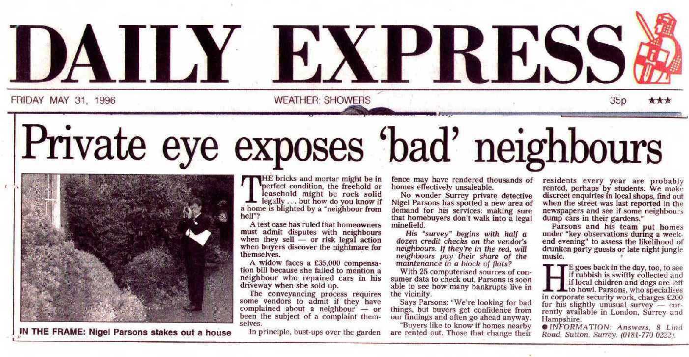 Daily Express Neighbours Private Detective